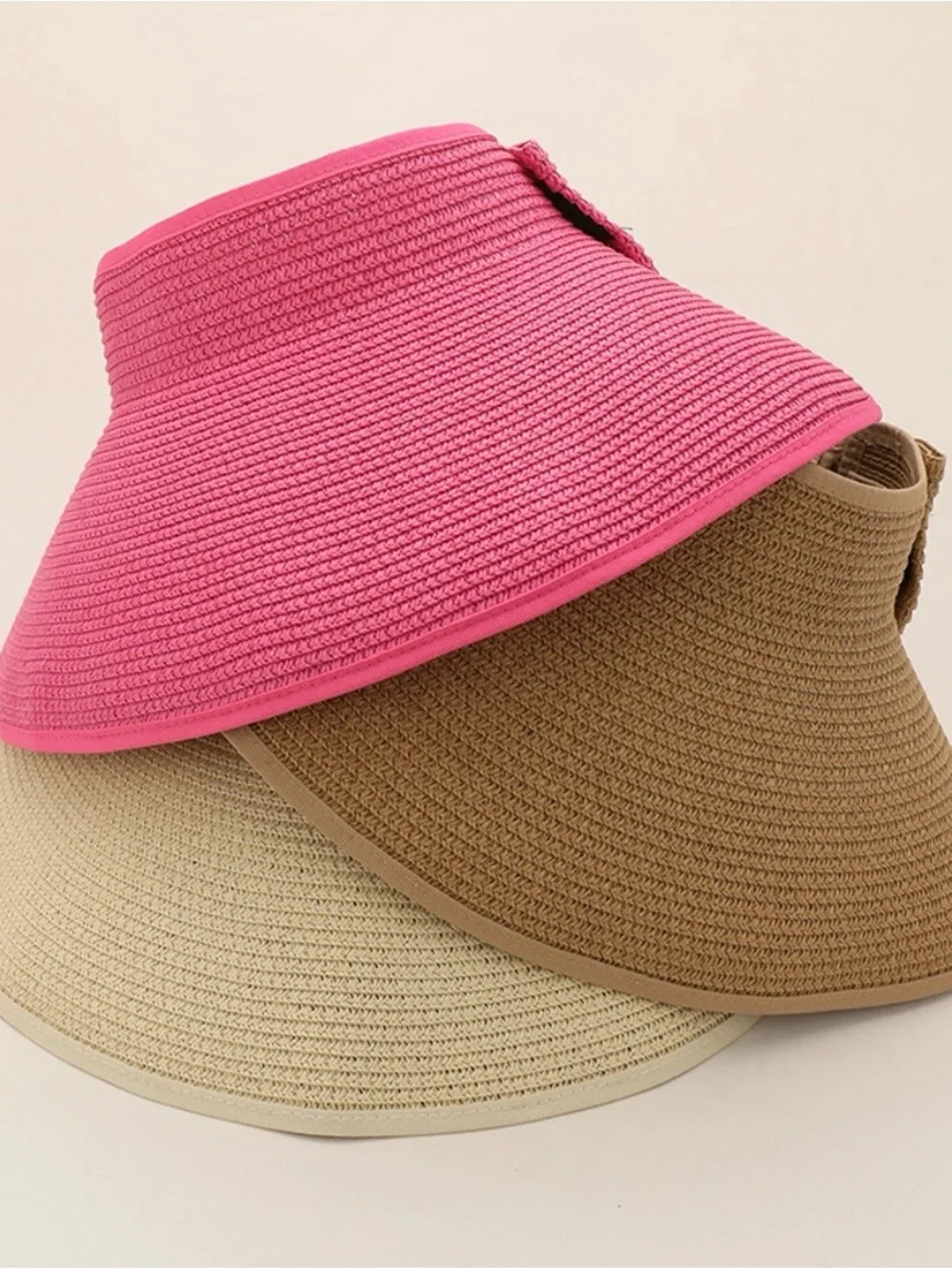 Classic Straw Sun Visor - Beige